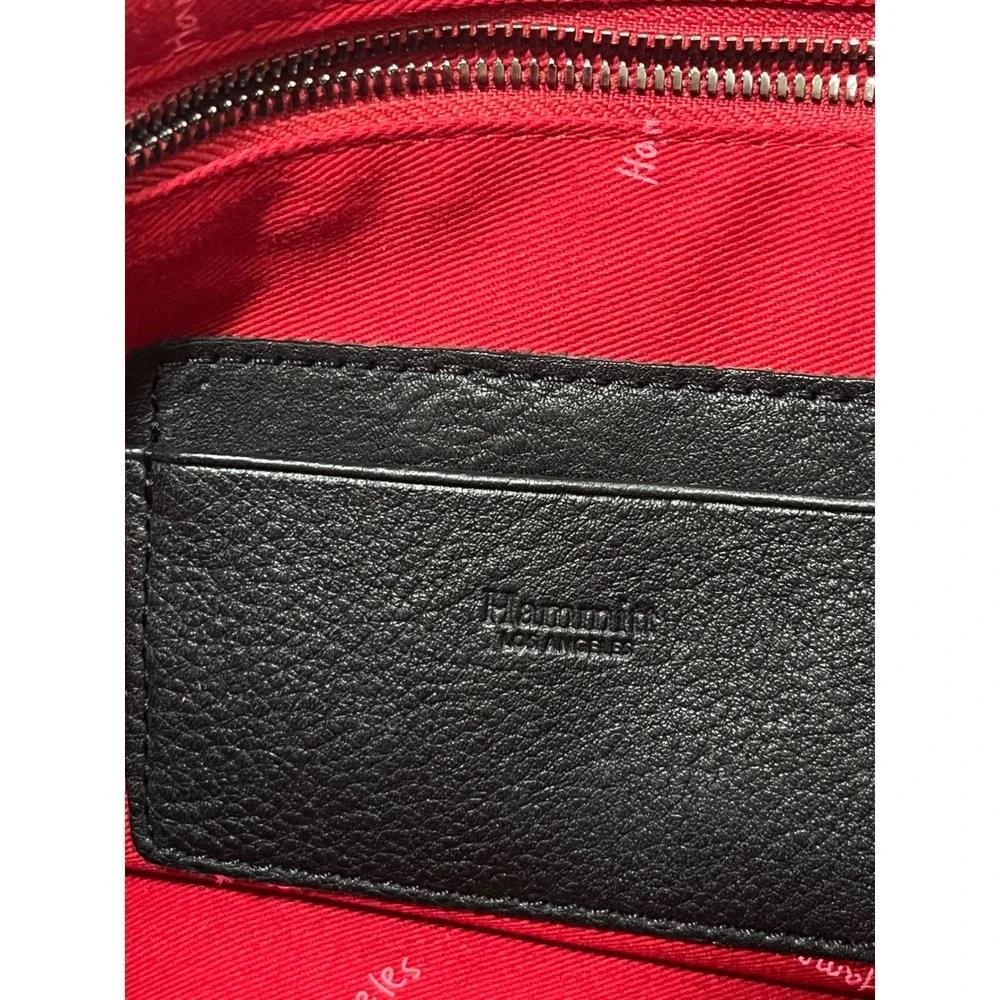Hammitt Black Pebbled Leather Satchel Crossbody Bag‎ Gunmetal Rivets EUC